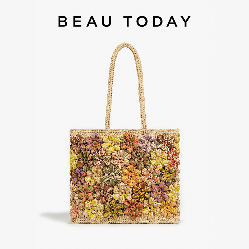 BEAUTODAY トートバッグ女性ラフィア混合色織り正方形 - Women'S Raffia Bags のレビューと価格